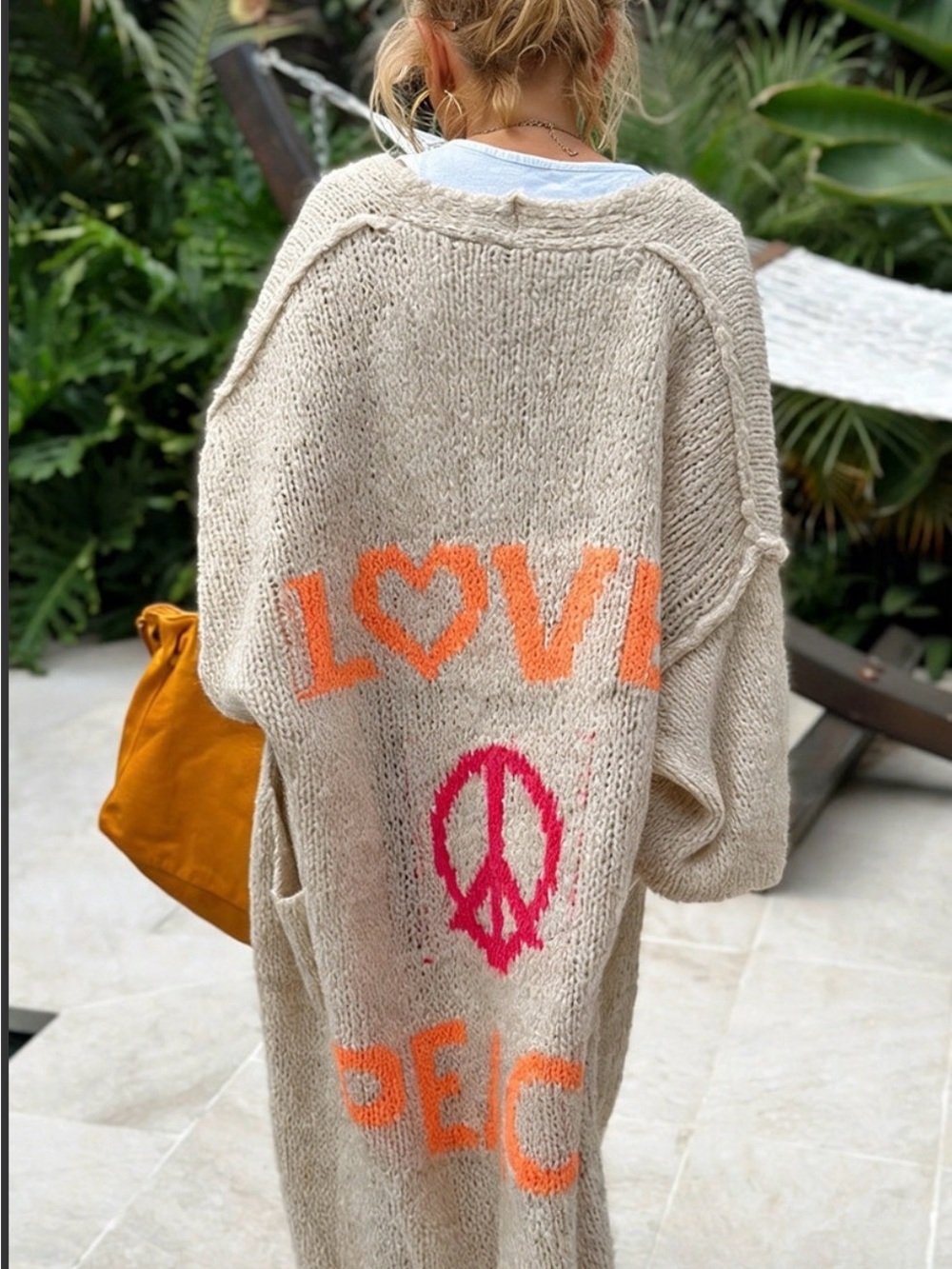 NWT Cozy Women’s Love Peace Graphic Oversized Cardigan Long Sleeve FALL WINTER